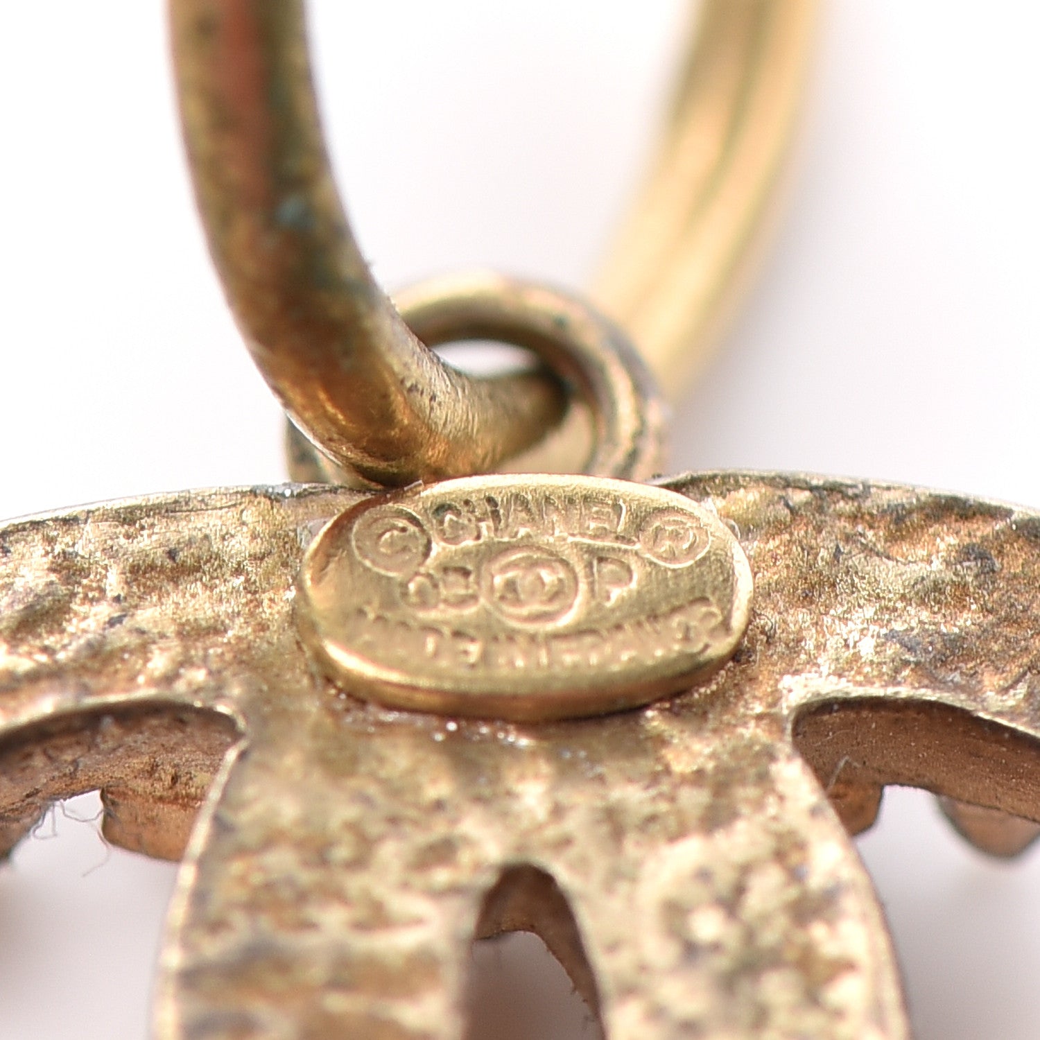 Chanel Metal Studded CC Drop Earrings Gold 4 of 4