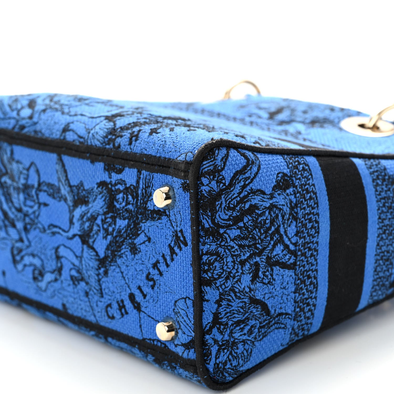 Christian Dior Canvas Toile de Jouy Zodiac Embroidered Medium Lady D-Lite Blue 9 of 11