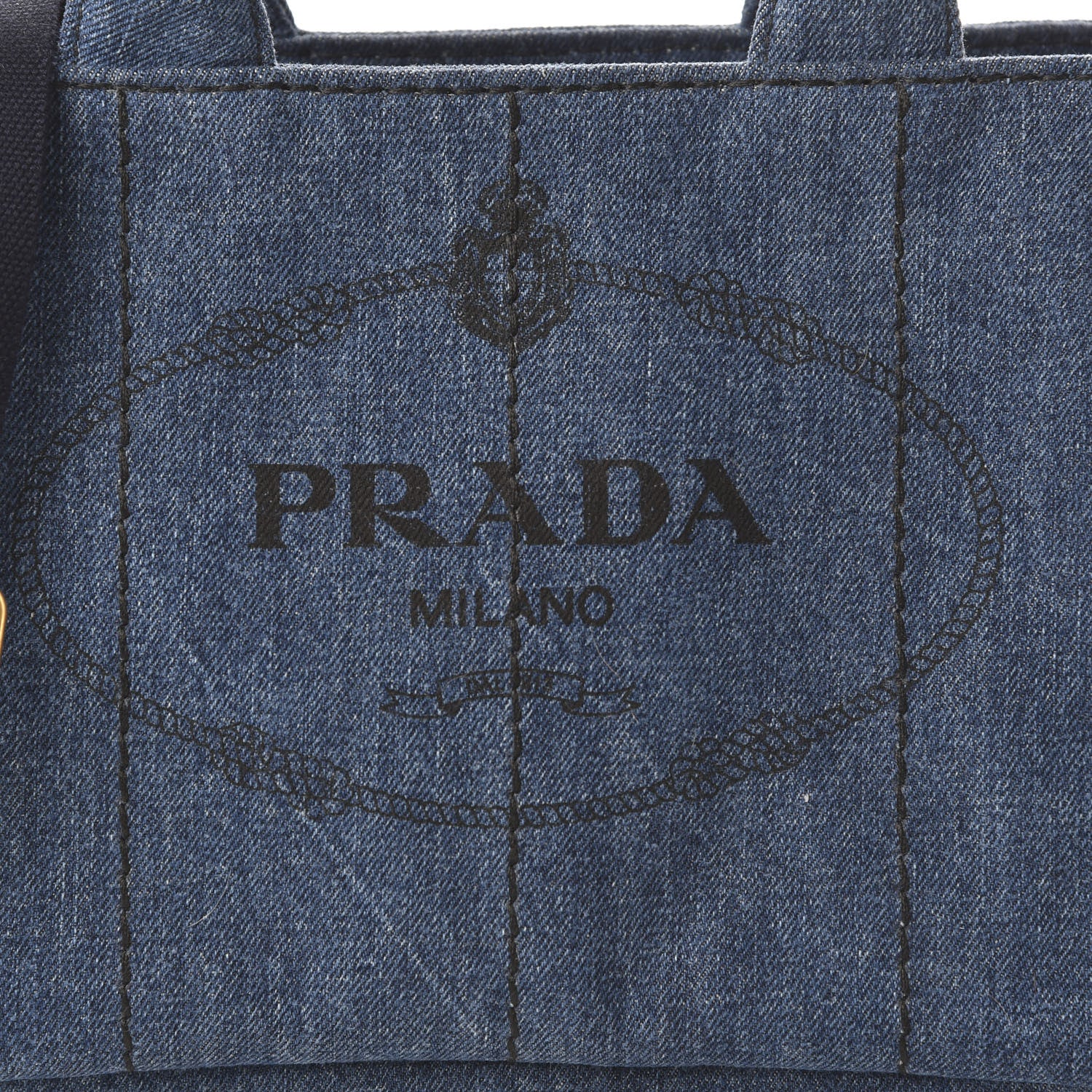 Prada Denim Small Logo Tote Bleu 10 of 10