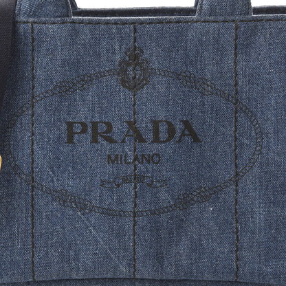 Prada Denim Small Logo Tote Bleu 10 of 10