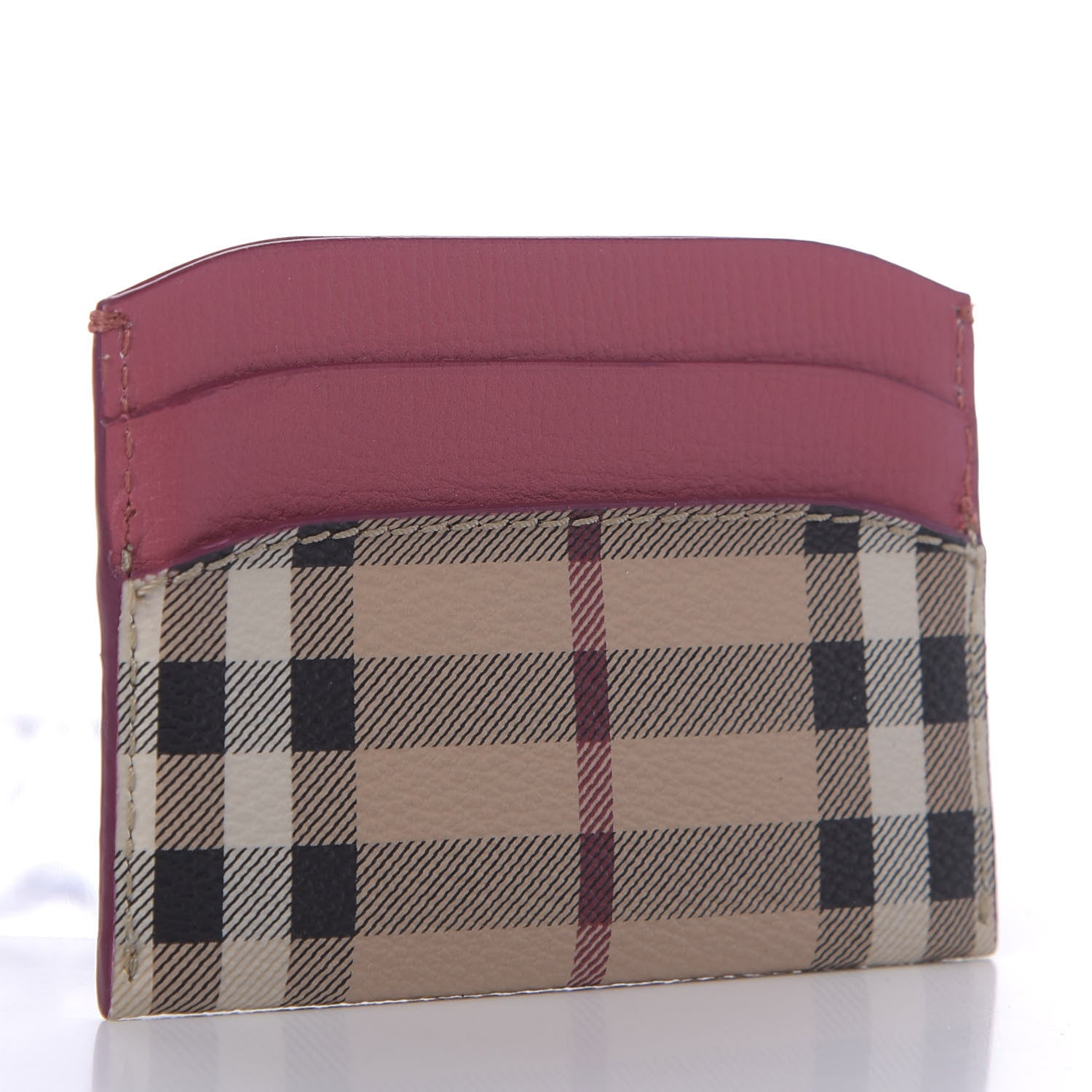 Burberry Soft Grain Calfskin Haymarket Check Izzy Card Case Pink 2 of 4