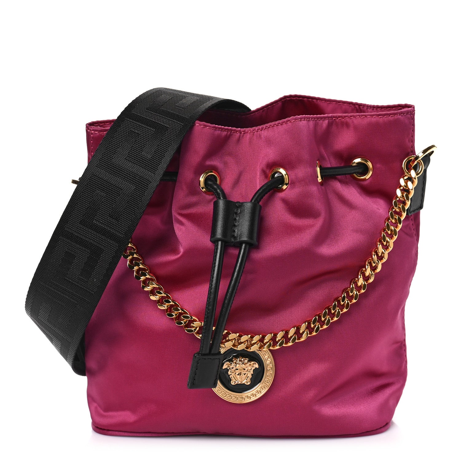 Versace Nylon Medusa Drawstring Bucket Bag Dahlia Black 1 of 7