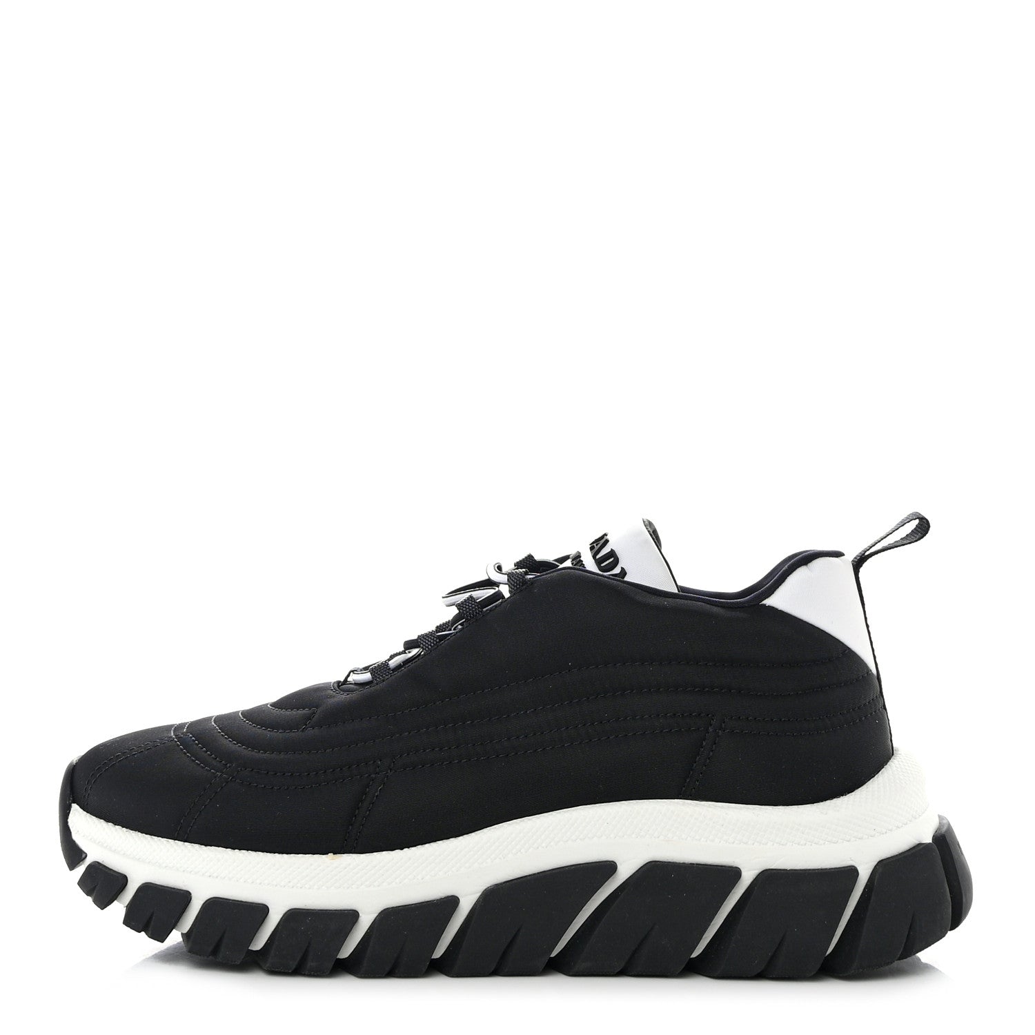 Prada Re-Nylon Gabardine Womens Rush Sneakers 37 Black White 1 of 9