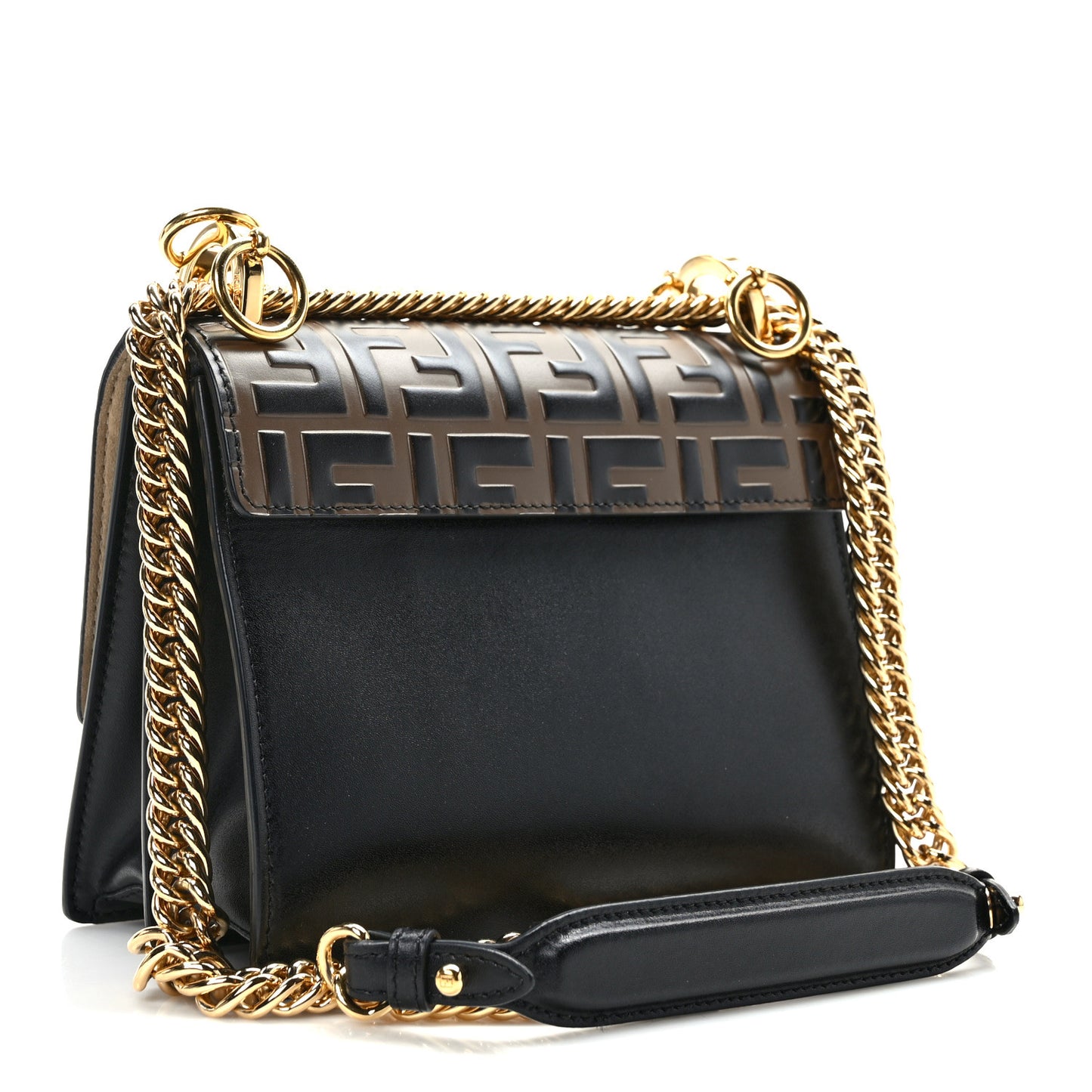 Vitello Liberty Bi-Color FF 1974 Embossed Small Kan I Shoulder Bag Black Maya
