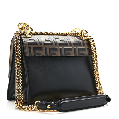 Fendi Vitello Liberty Bi-Color FF 1974 Embossed Small Kan I Shoulder Bag Black Maya 3 of 12