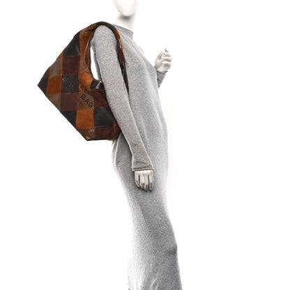 Marc Jacobs Calfskin Suede Patchwork The Sack Bag Brown Multicolor 2 of 9