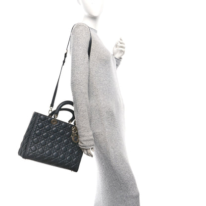 Christian Dior Lambskin Cannage Large Lady Dior Black 2 of 10