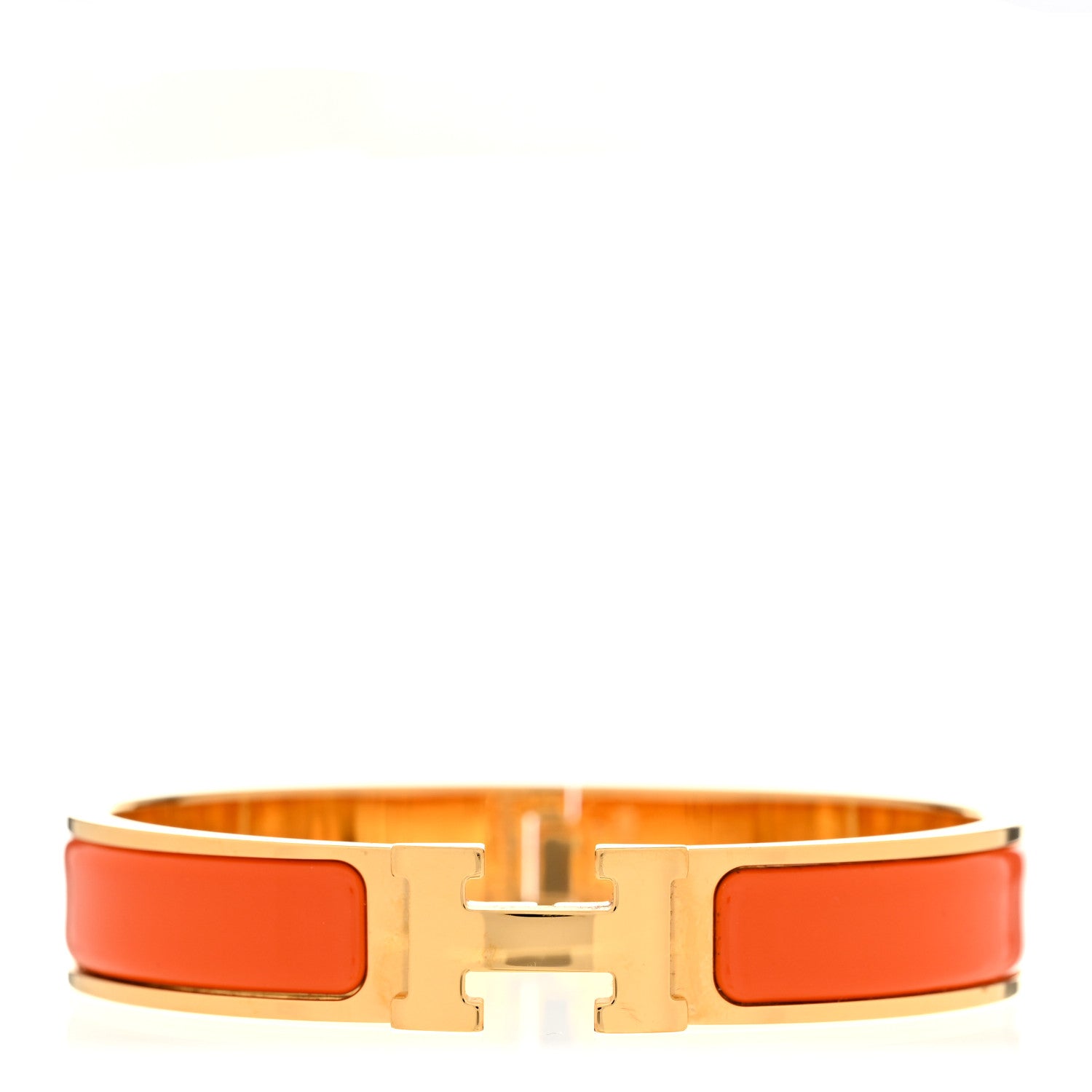 Hermes Enamel Narrow Clic Clac H Bracelet GM Orange 1 of 5