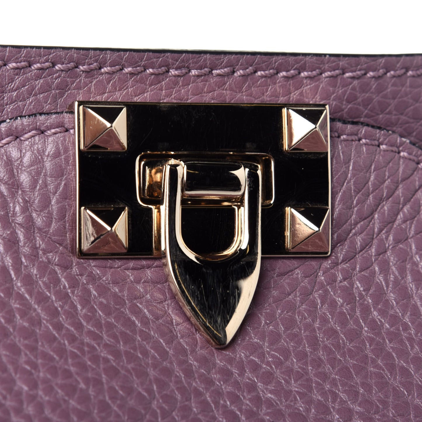 Pebbled Calfskin Medium Rockstud Tote Dark Mauve