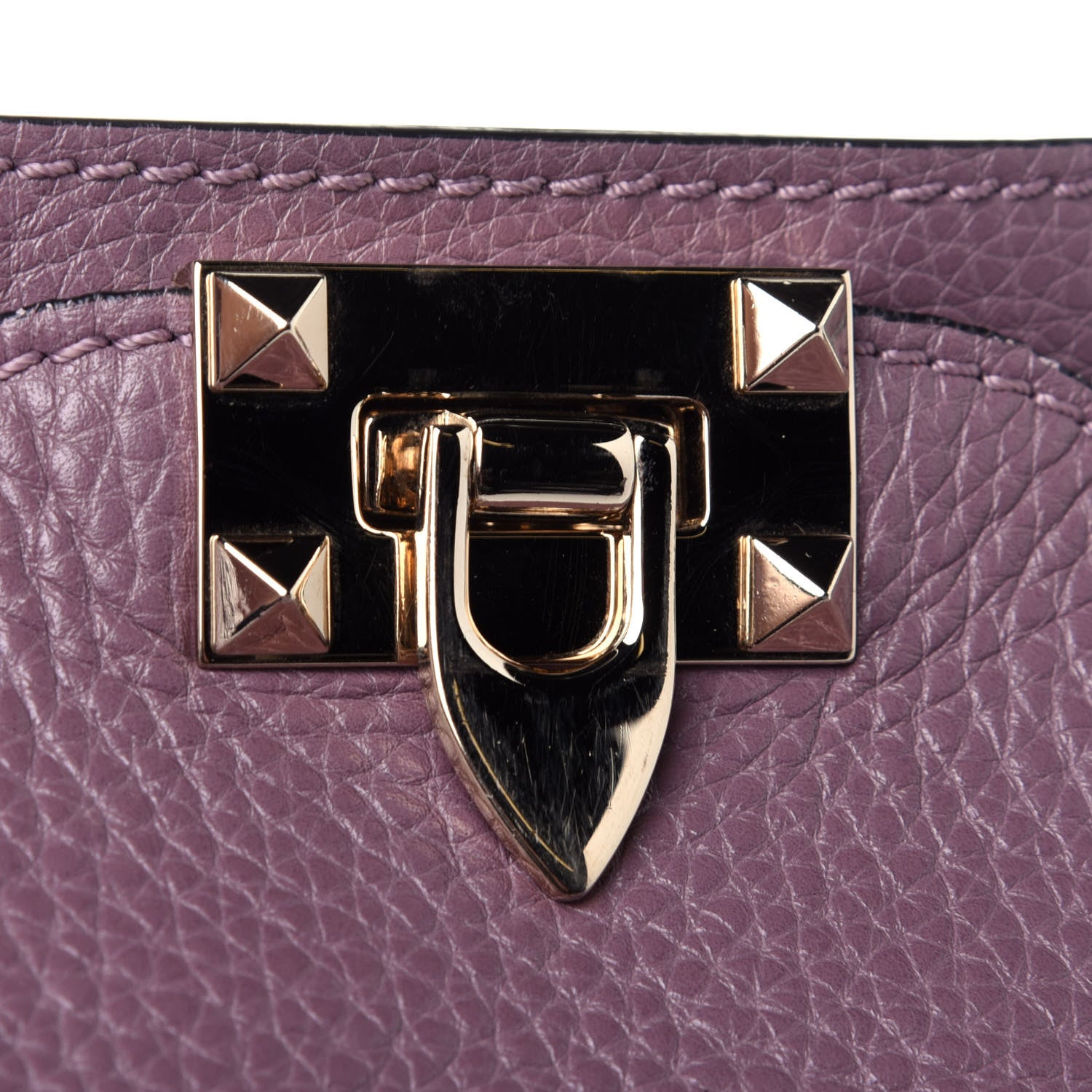 Valentino Garavani Pebbled Calfskin Medium Rockstud Tote Dark Mauve 9 of 11