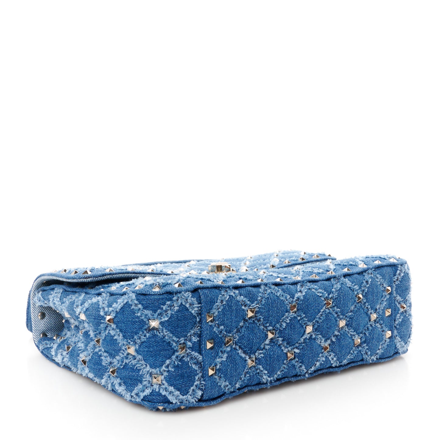 Denim Medium Rockstud Spike Shoulder Bag Denim