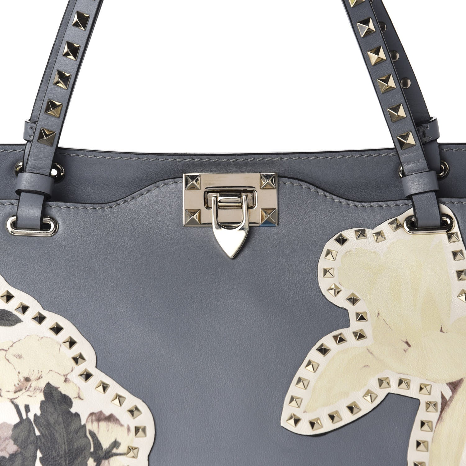 Valentino Garavani Vitello Monogram Kimono 1997 Print Medium Rockstud Tote Light Blue 10 of 10
