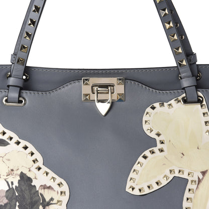 Valentino Garavani Vitello Monogram Kimono 1997 Print Medium Rockstud Tote Light Blue 10 of 10