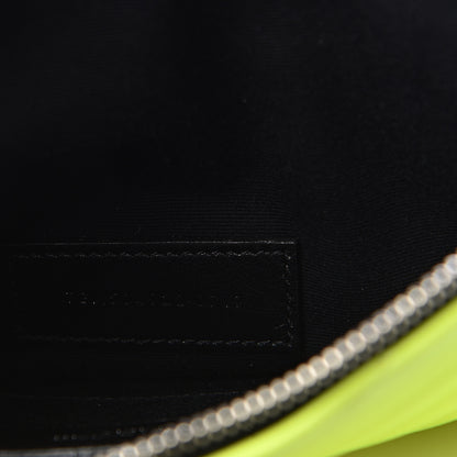 Saint Laurent Patent Grain De Poudre Matelasse Chevron Monogram Bill Pouch Neon Yellow 9 of 11
