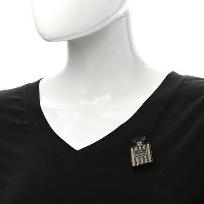 Chanel Resin Strass Perfume Bottle CC Brooch Black Gold 2 of 5