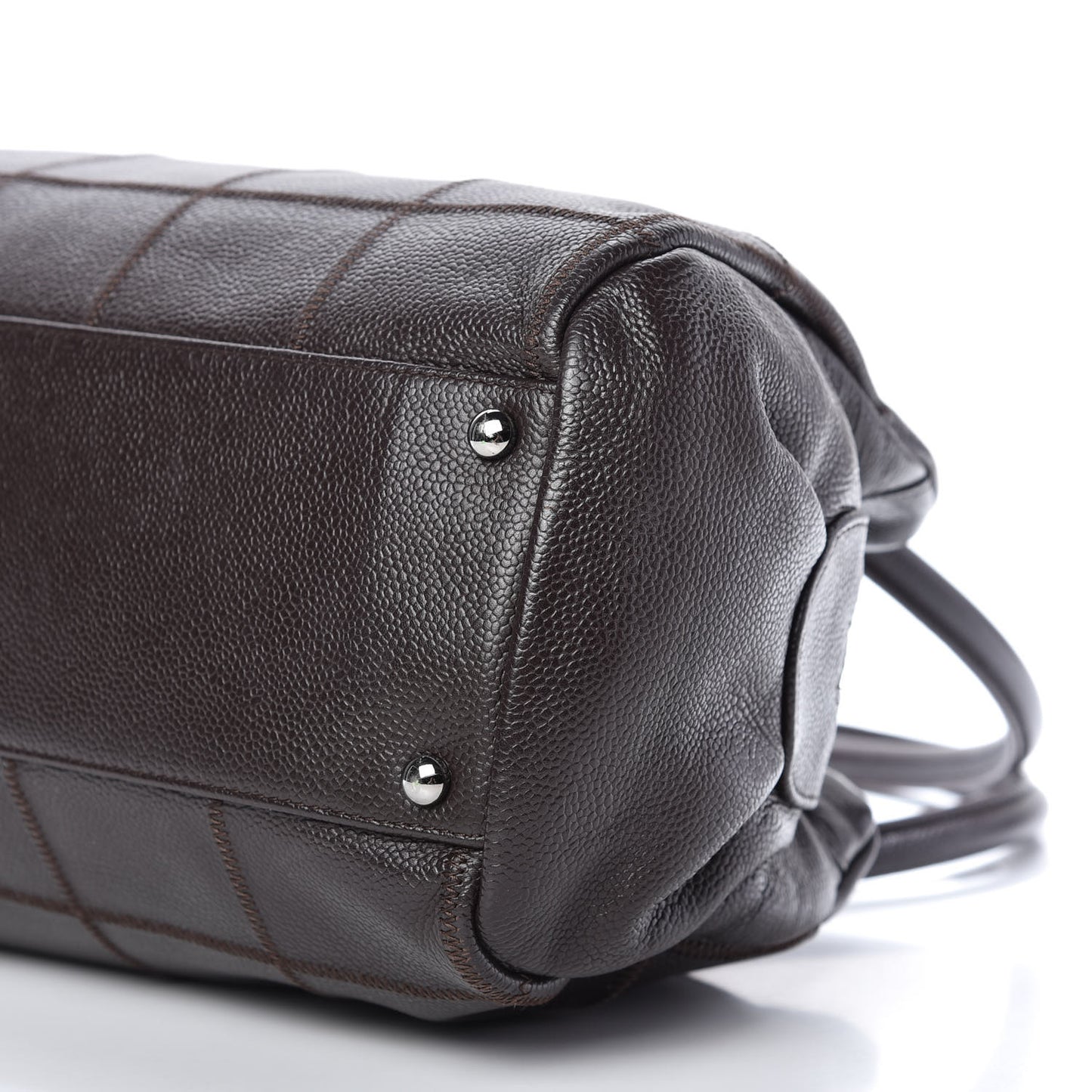 Caviar Square Stitched Tote Dark Brown