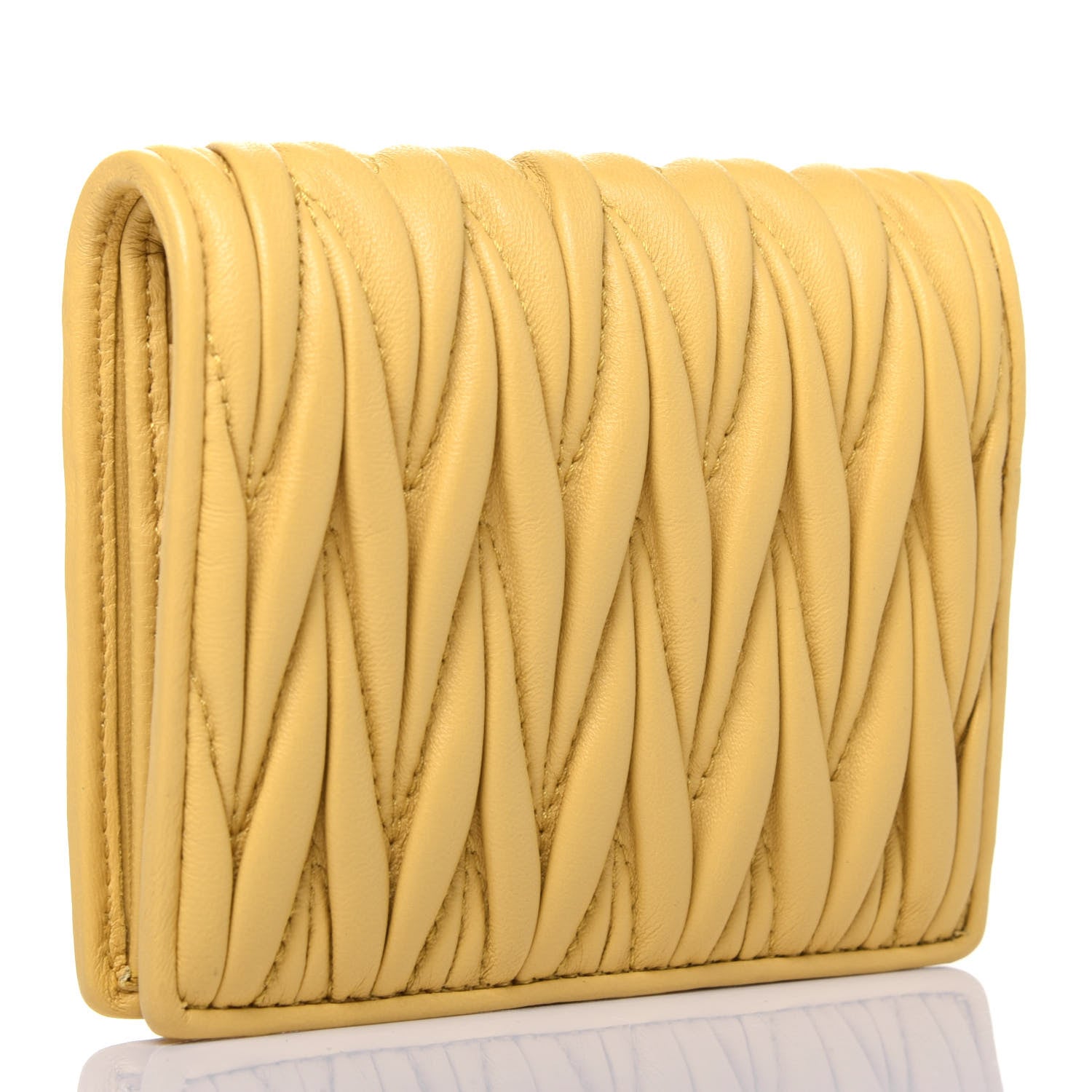 Miu Miu Nappa Matelasse Small Flap Wallet Ginestra 3 of 13