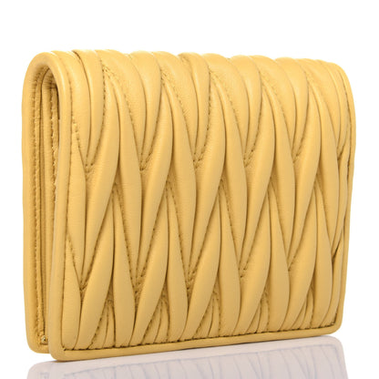 Miu Miu Nappa Matelasse Small Flap Wallet Ginestra 3 of 13