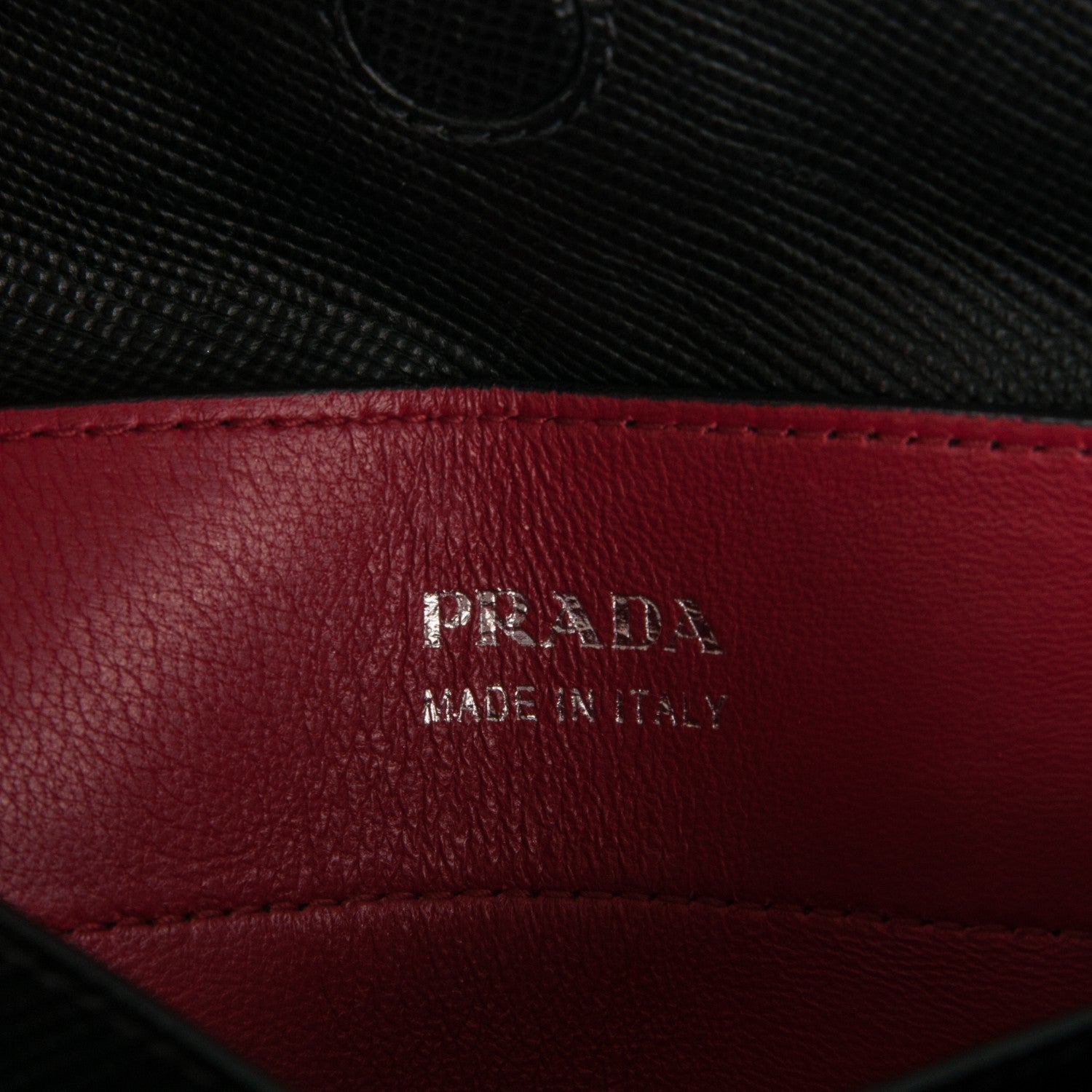 Prada Saffiano Cuir Double Handle Tote Black Ciliegia 6 of 6