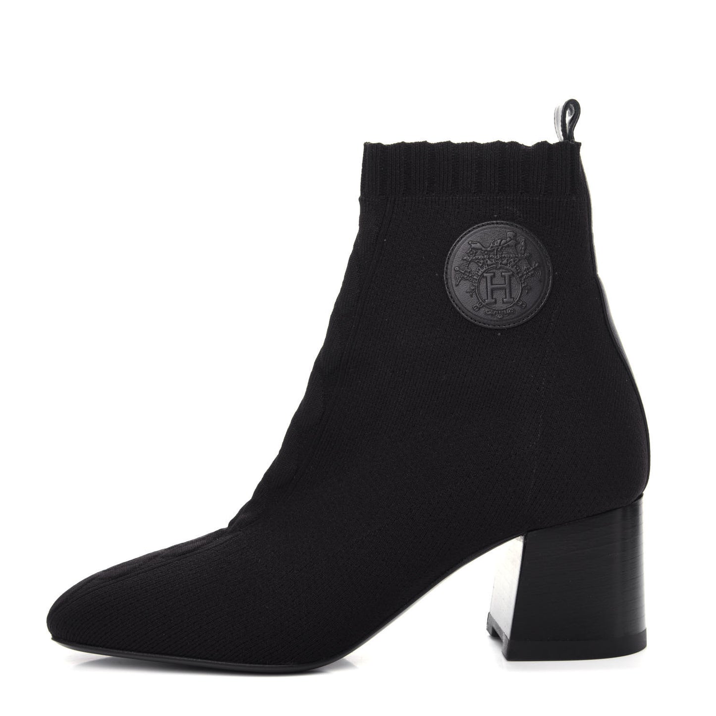 Knit Calfskin Volver Ankle Boots 36 Black