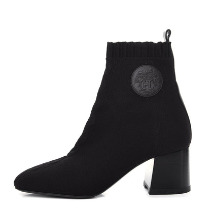 Hermes Knit Calfskin Volver Ankle Boots 36 Black 1 of 10