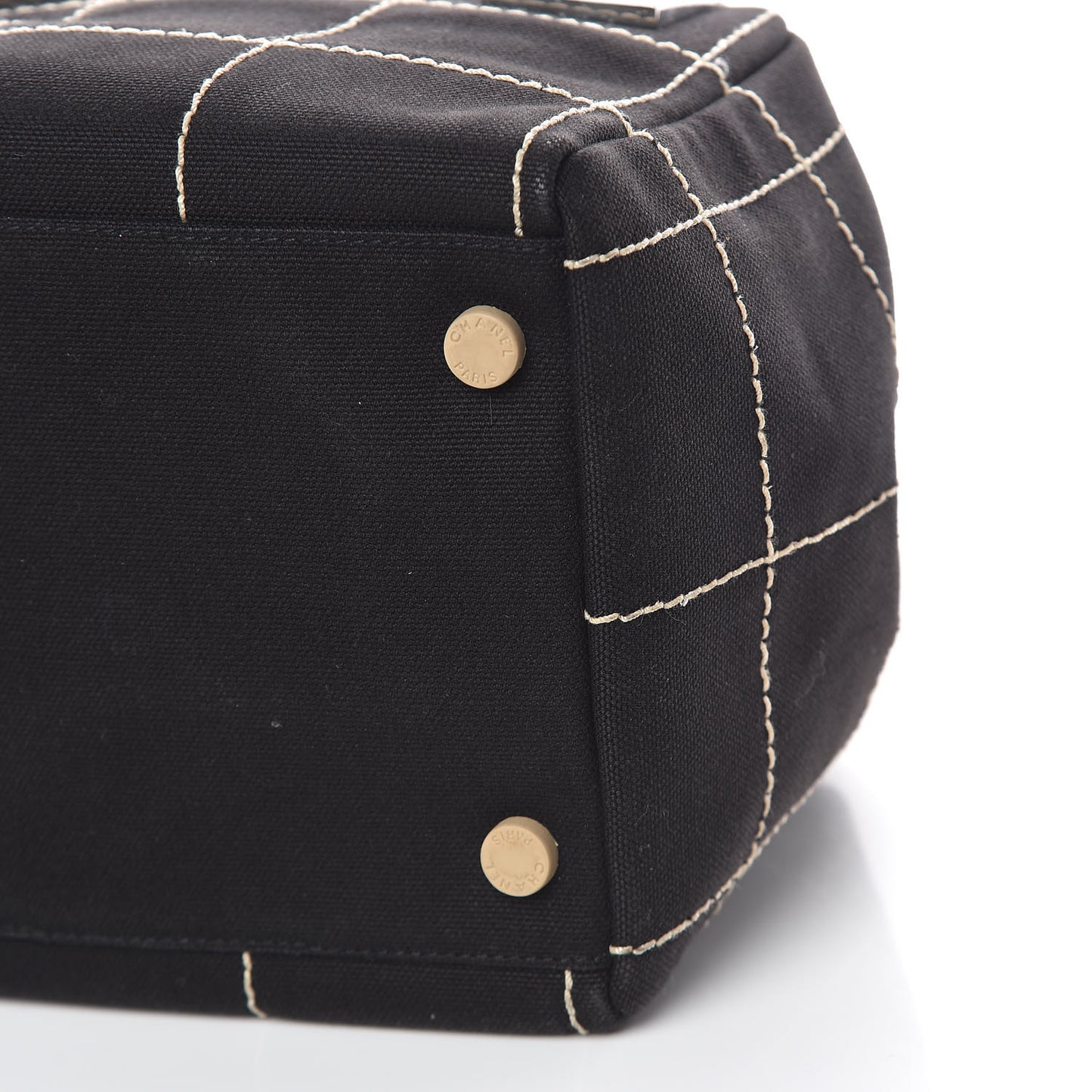 Canvas Square Stitched CC Tote Bag Black