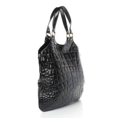 Saint Laurent Patent Crocodile Embossed Tribute Tote Black 3 of 13