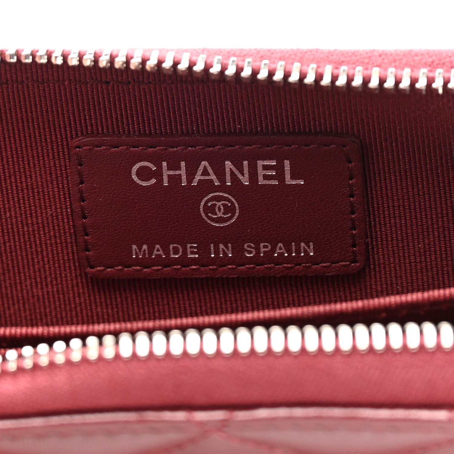 Chanel Lambskin Quilted Zip Around Coin Purse Wallet Burgundy 6 of 8