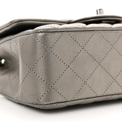 Chanel Metallic Lambskin Quilted Mini Rectangular Flap Dark Grey 9 of 12