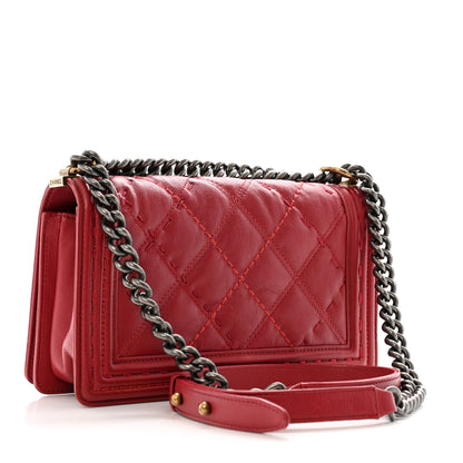 Chanel Calfskin Quilted Double Stitch Medium Boy Flap Red 3 of 13