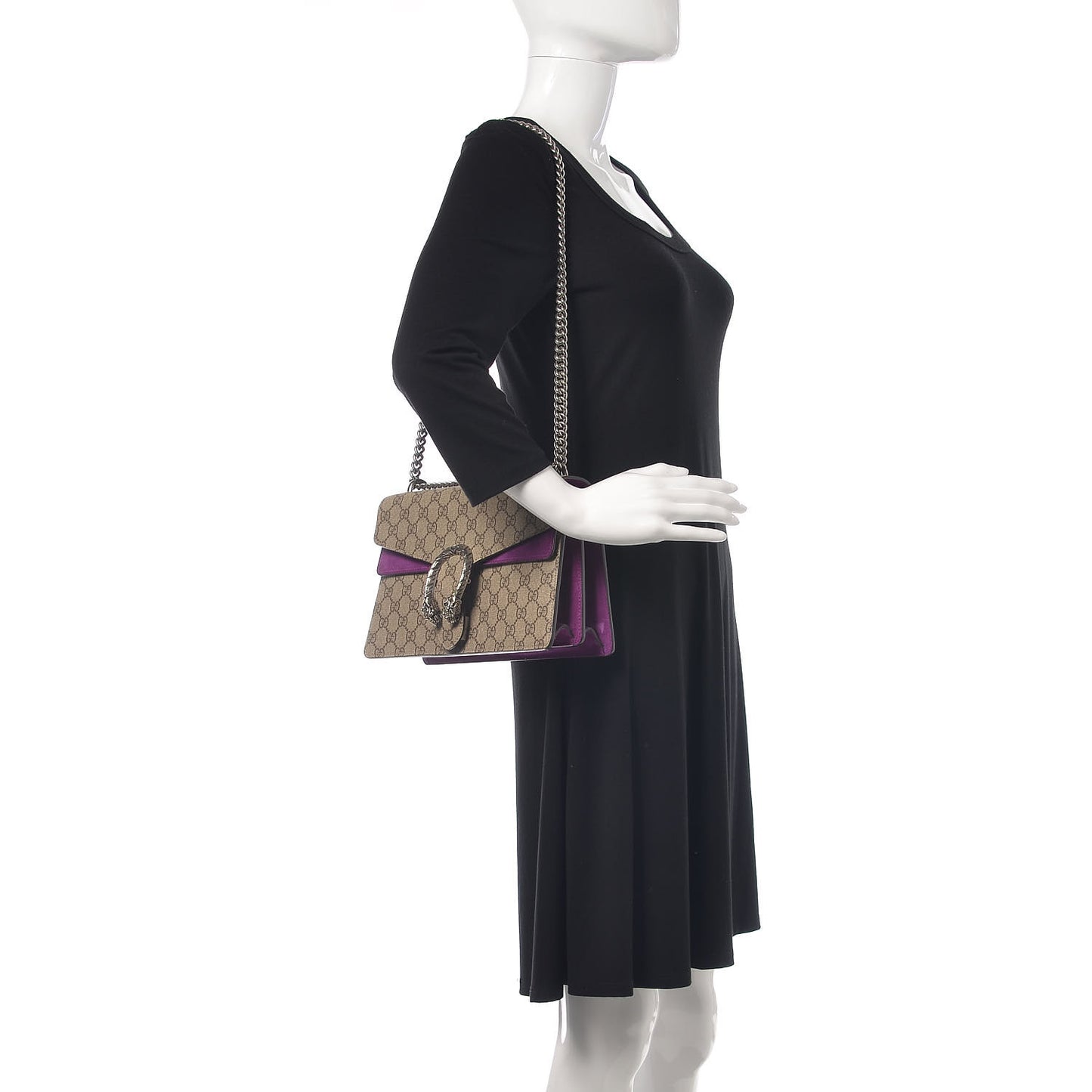 GG Supreme Monogram Suede Small Dionysus Shoulder Bag Purple