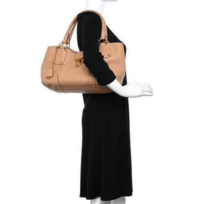 Prada Vitello Daino Pushlock Tote Sughero 2 of 16