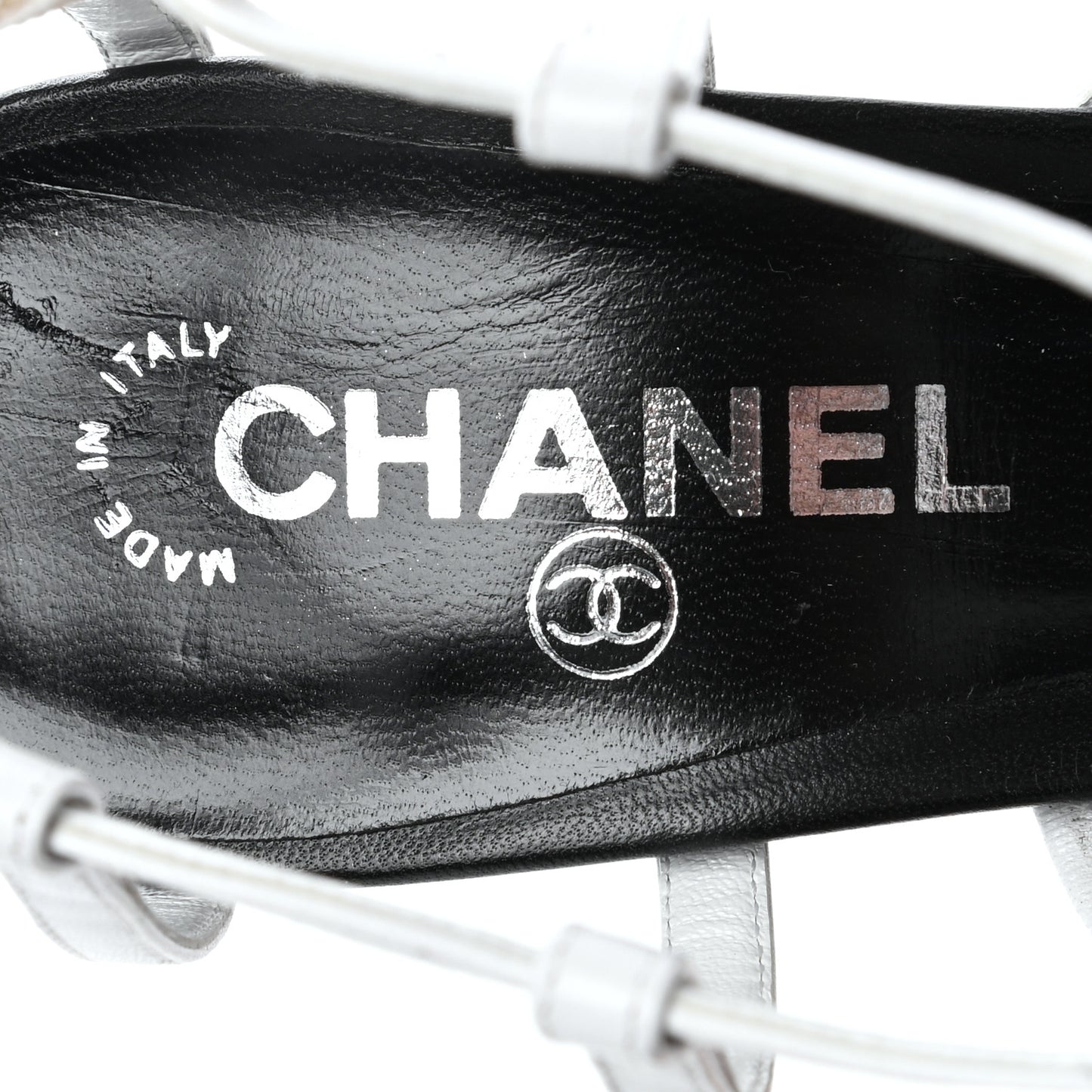 Crackled Calfskin Patent Ankle Strap Pumps 40 Black White