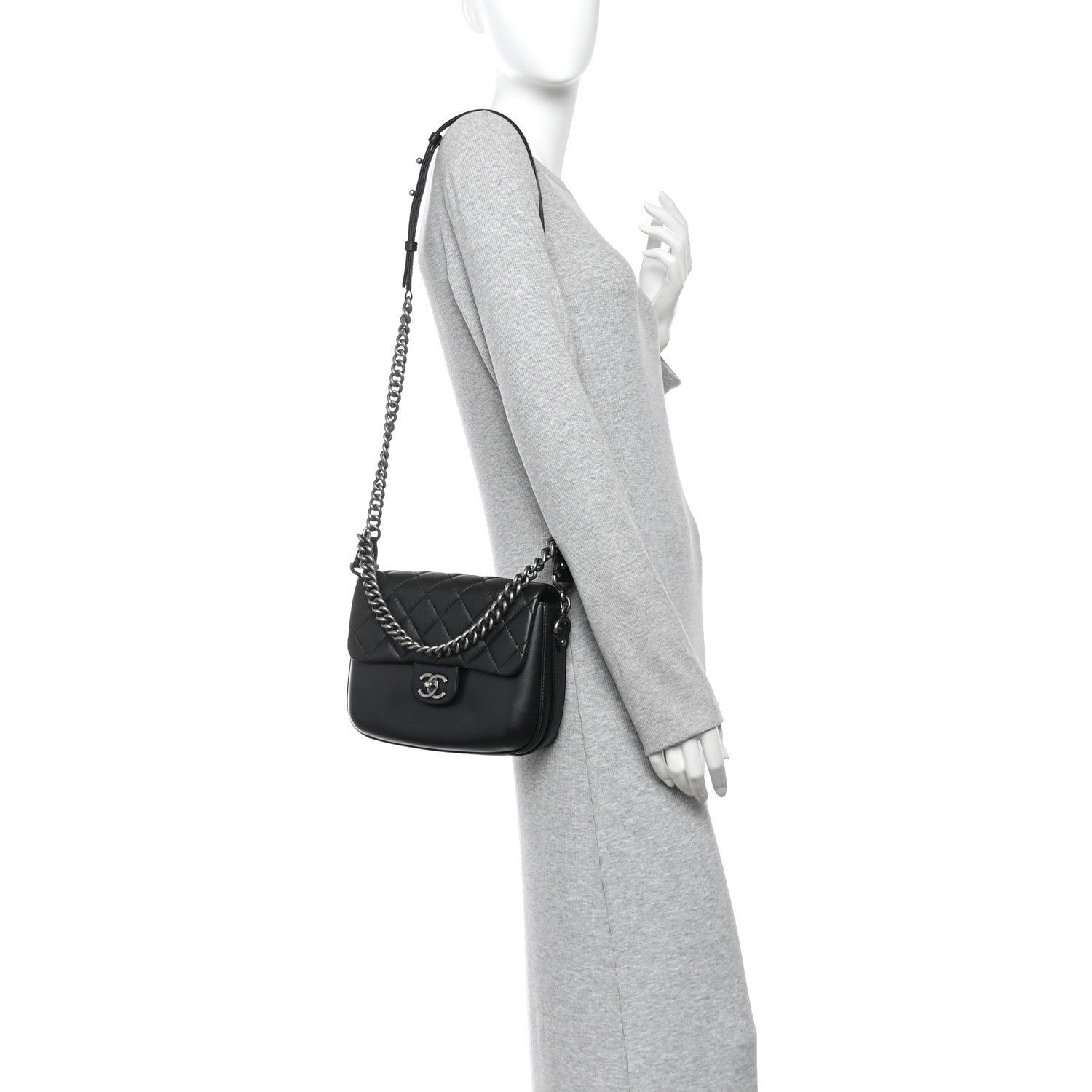 Chanel Calfskin Quilted Medium Rock My Shoulder Flap Black 2 of 11