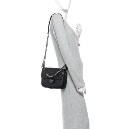 Chanel Calfskin Quilted Medium Rock My Shoulder Flap Black 2 of 11