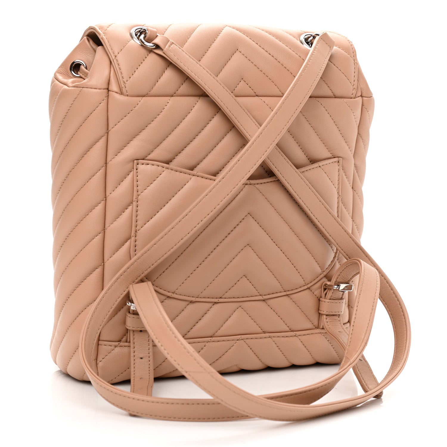 Chanel Calfskin Chevron Quilted Small Urban Spirit Backpack Beige 3 of 8