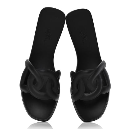 Hermes Rubber Aloha Sandals 40 Black 5 of 10