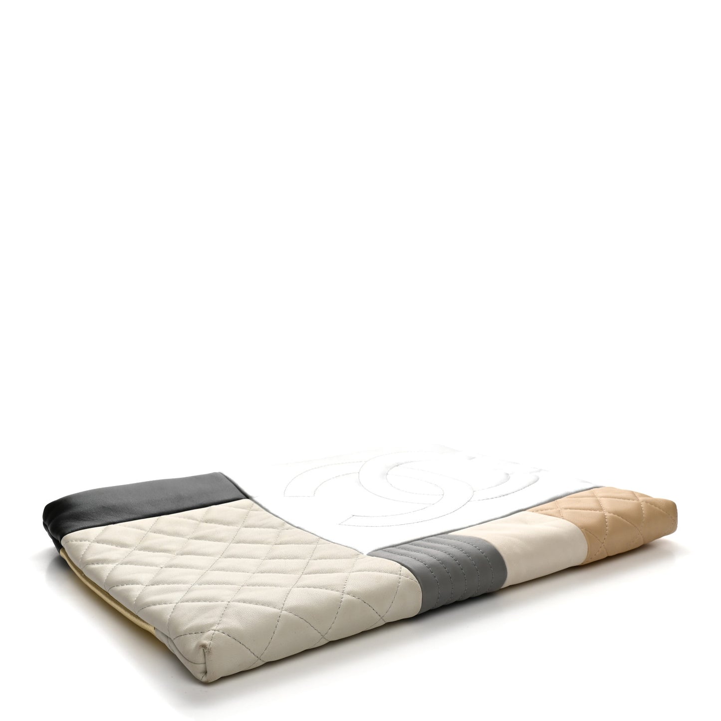 Lambskin Patchwork Medium Cosmetic Case Multicolor Silver