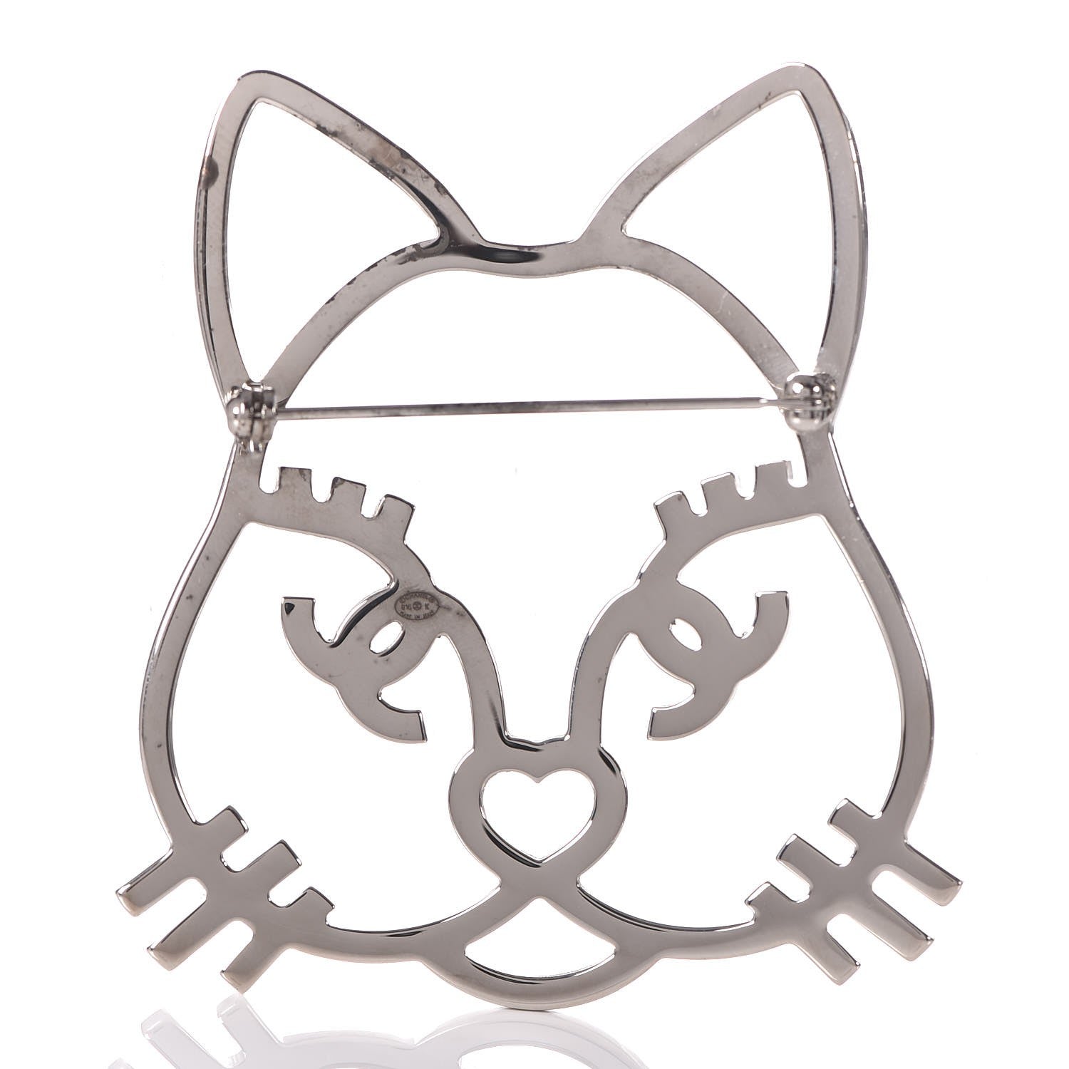 Chanel Strass Crystal Emoji Choupette Cat Brooch Silver 8 of 11