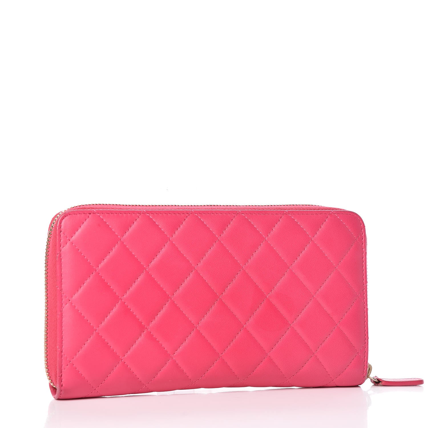 Chanel Lambskin Quilted Large Zip Around Organizer Wallet Dark Pink 3 of 14