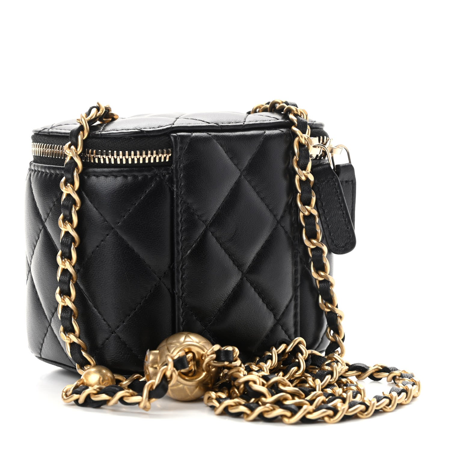 Chanel Lambskin Quilted Mini Pearl Crush Vanity Case With Chain Black 3 of 11