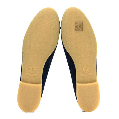 Chanel Suede Calfskin Cap Toe CC Ballerina Flats 40 Navy Black 7 of 10