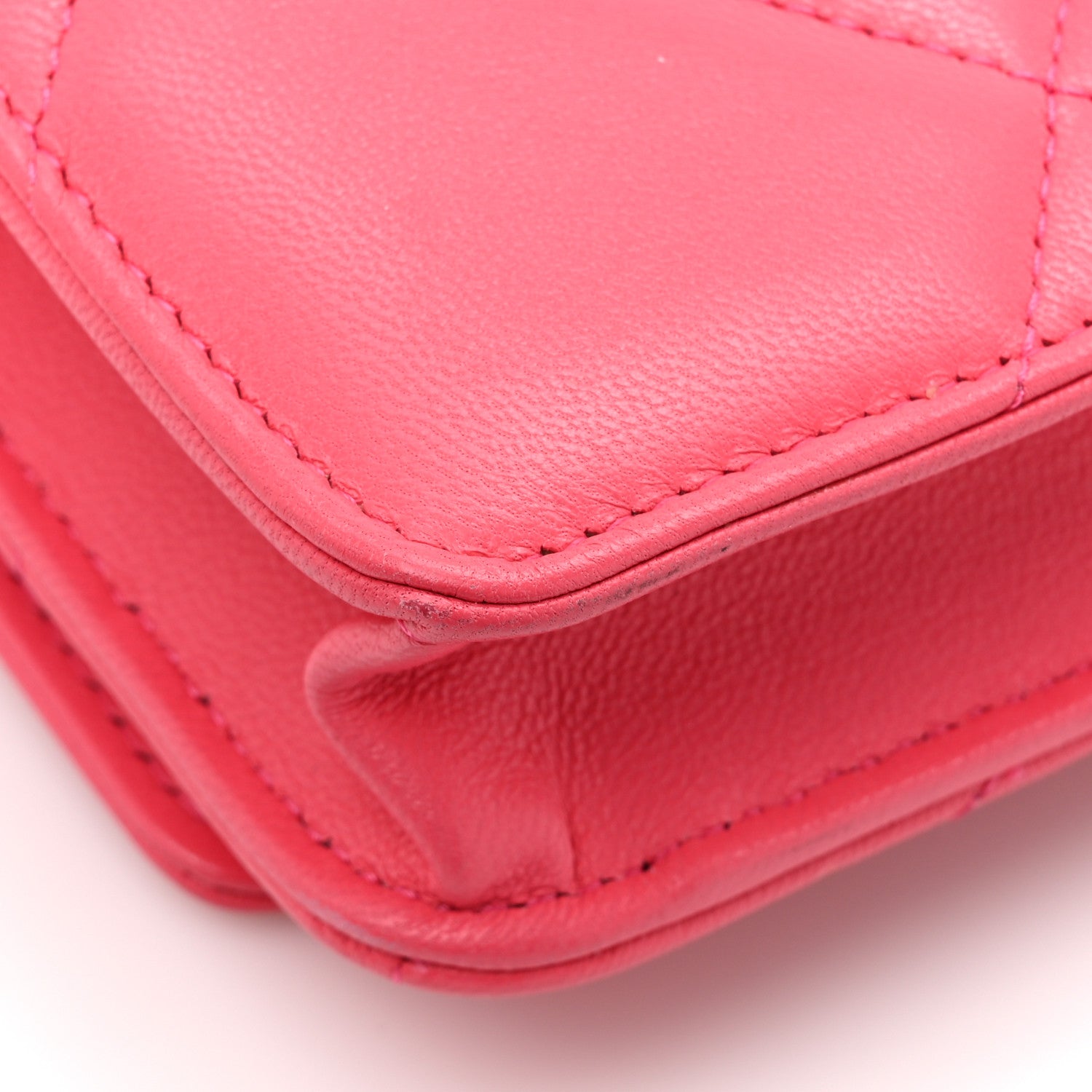 Chanel Lambskin Quilted Chanel 19 Wallet On Chain WOC Dark Pink 14 of 15