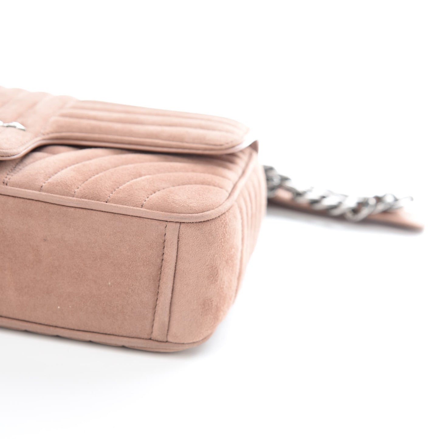 Camoscio Impunture Diagramme Medium Chain Flap Shoulder Bag Dark Rose