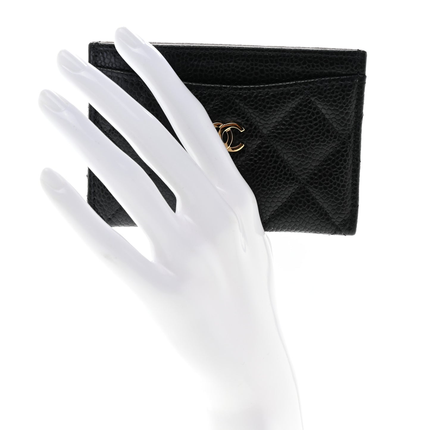 Caviar Quilted Card Holder Black