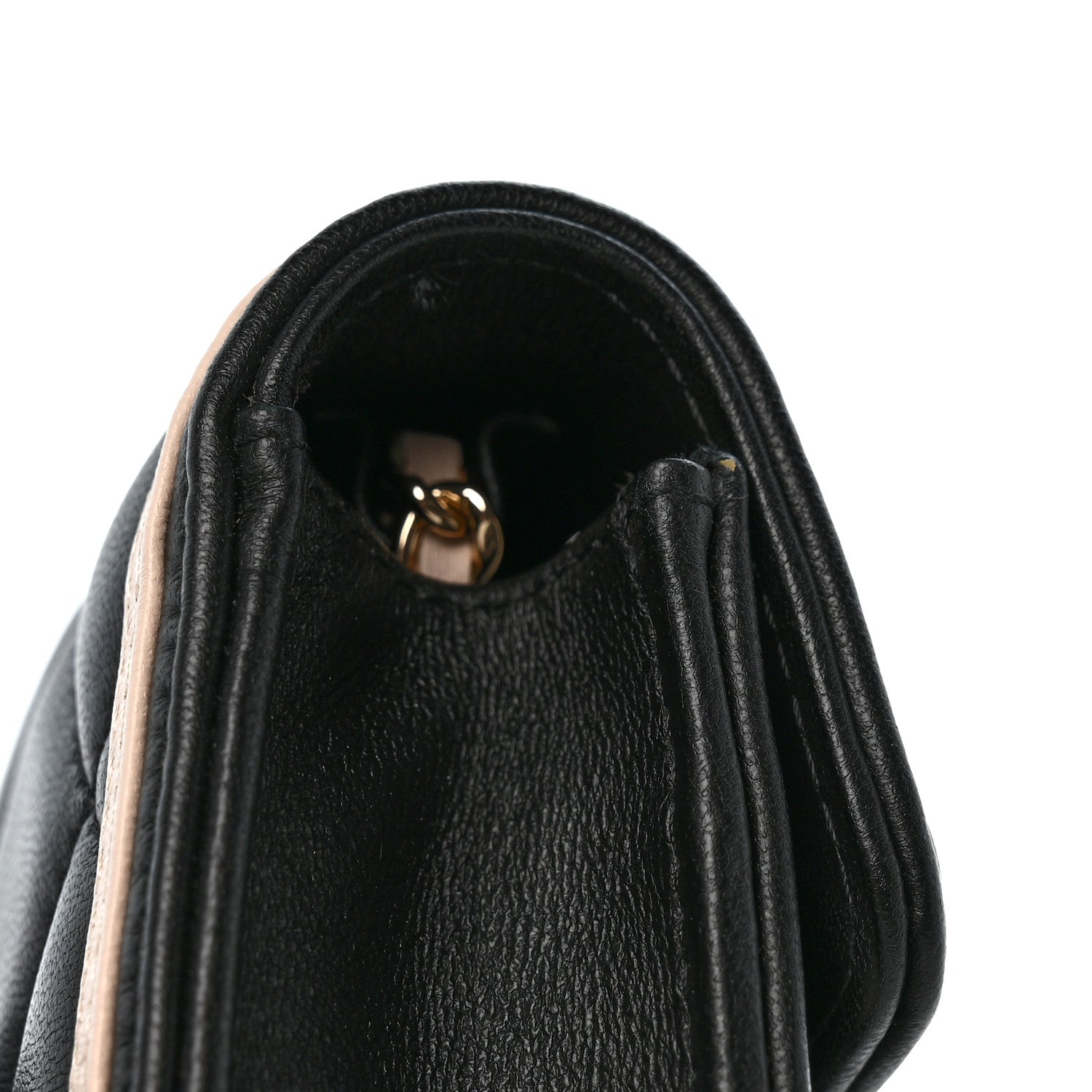 Chanel Lambskin Quilted Flap Clutch On Chain Black Beige 11 of 11