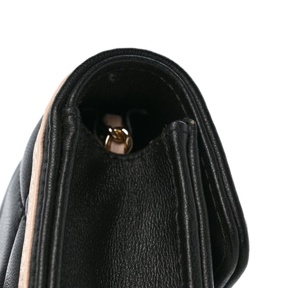 Chanel Lambskin Quilted Flap Clutch On Chain Black Beige 11 of 11