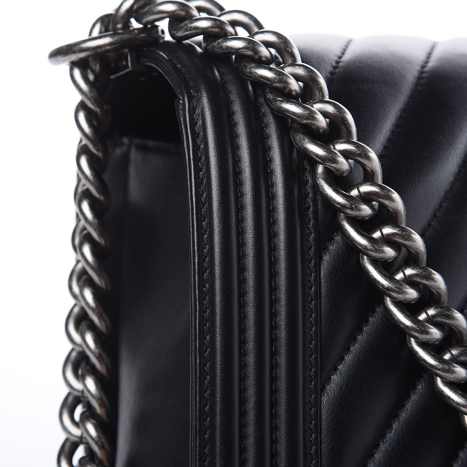 Chanel Calfskin Chevron Quilted New Medium Boy Flap Black 10 of 13
