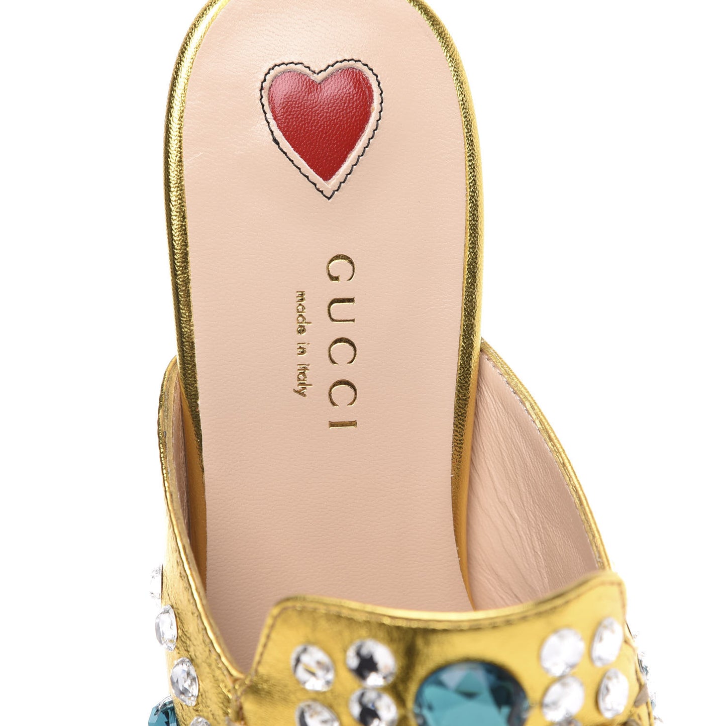 Metallic Nappa Crystal Womens Princetown Slippers 35.5 Gold