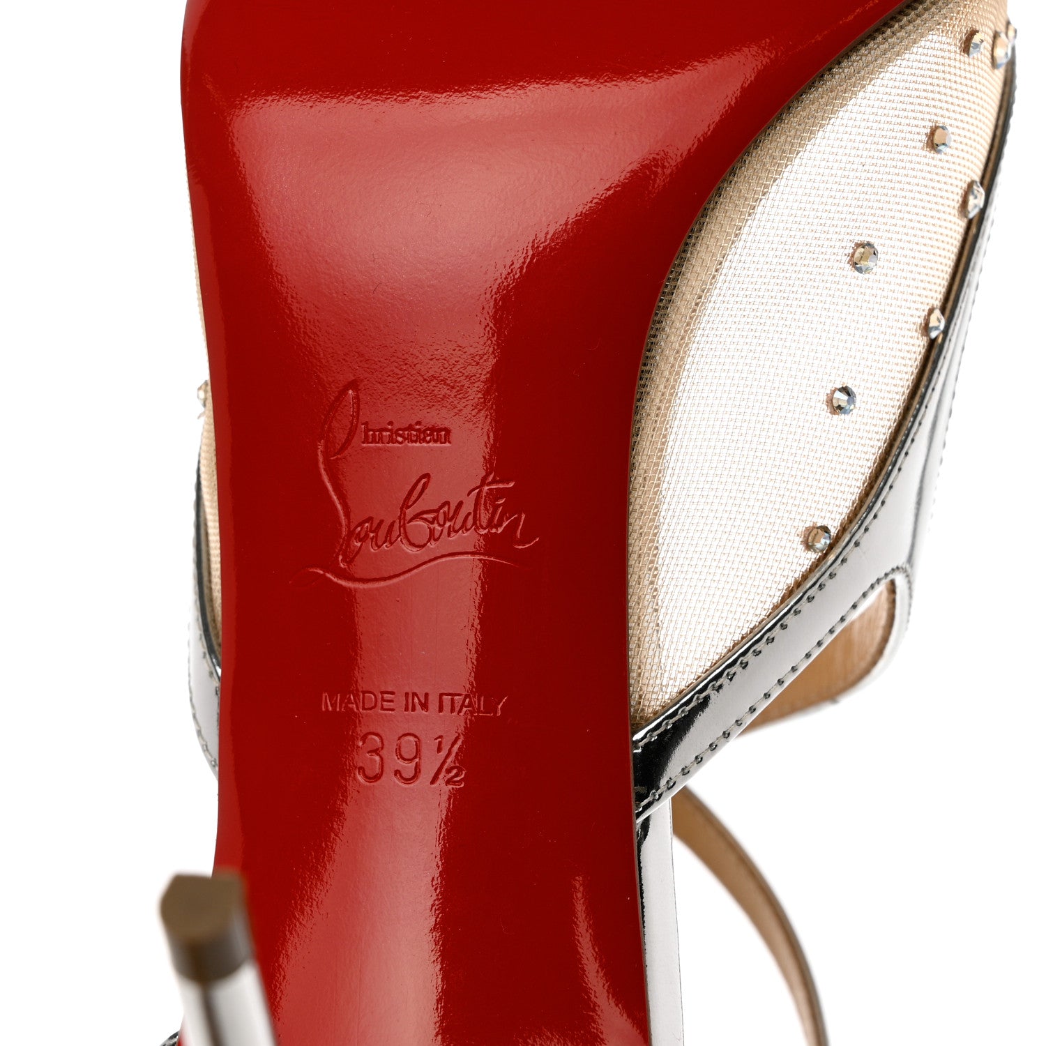 Christian Louboutin Dentelle Jacquard Strass Twistissima 85 Pumps 39.5 Silver 7 of 11
